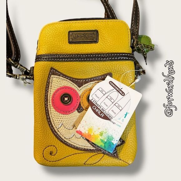 CHALA Owl Cell Phone Crossbody Purse Vegan Leather Handbag - Picture 2 of 9